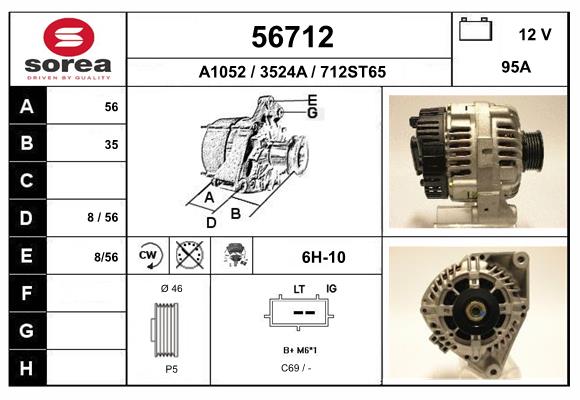 Generator / Alternator 56712 EAI