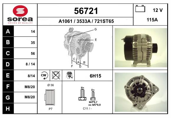 Generator / Alternator 56721 EAI