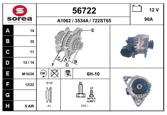 Generator / Alternator 56722 EAI