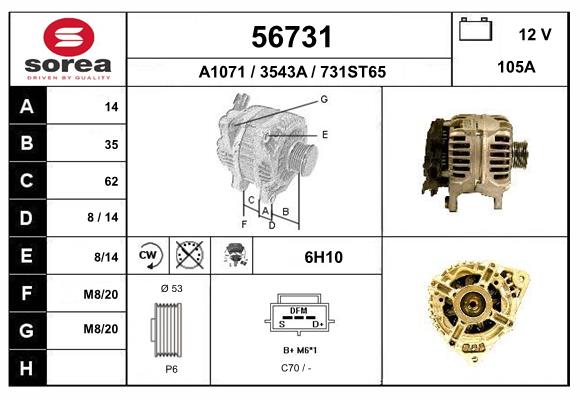 Generator / Alternator 56731 EAI