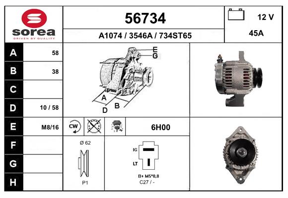 Generator / Alternator 56734 EAI