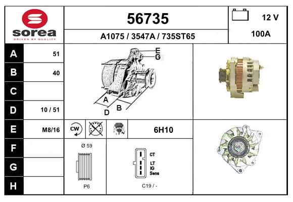 Generator / Alternator 56735 EAI