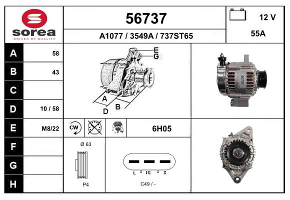 Generator / Alternator 56737 EAI
