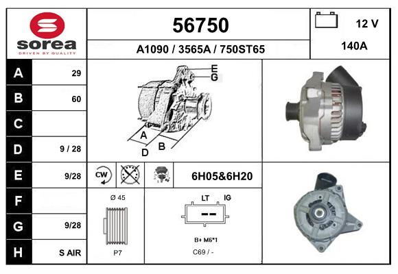 Generator / alternator 56750 EAI