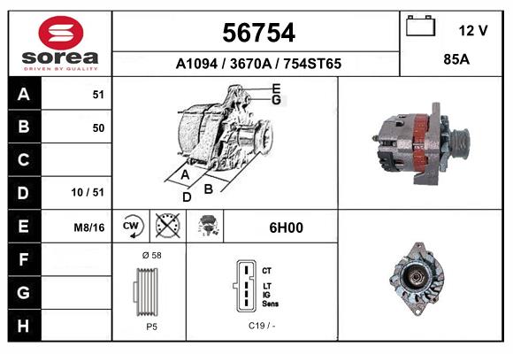 Generator / Alternator 56754 EAI