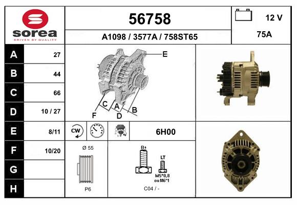 Generator / Alternator 56758 EAI