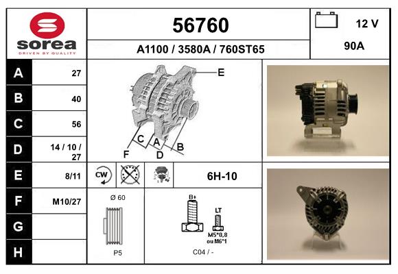 Generator / Alternator 56760 EAI