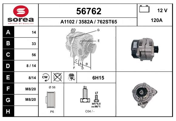 Generator / Alternator 56762 EAI
