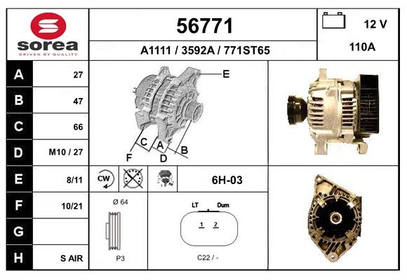 Generator / Alternator 56771 EAI