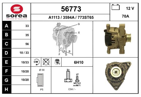 Generator / Alternator 56773 EAI