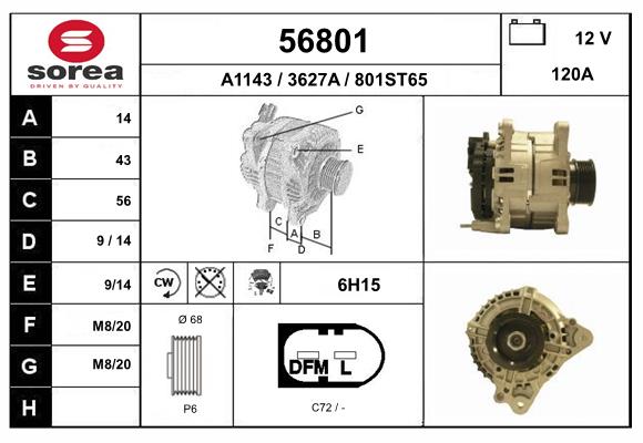 Generator / Alternator 56801 EAI