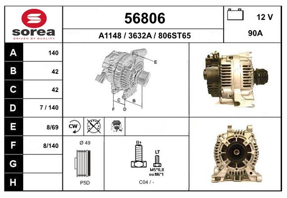 Generator / Alternator 56806 EAI