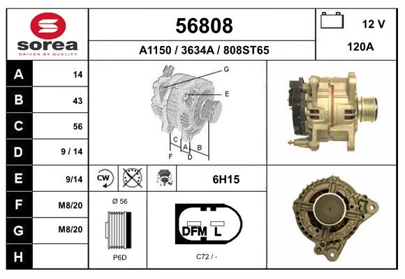 Generator / Alternator 56808 EAI