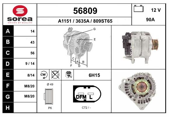 Generator / Alternator 56809 EAI