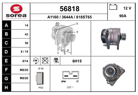 Generator / Alternator 56818 EAI