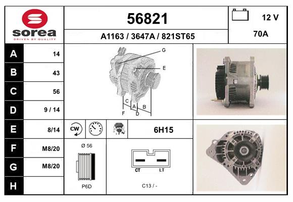 Generator / Alternator 56821 EAI
