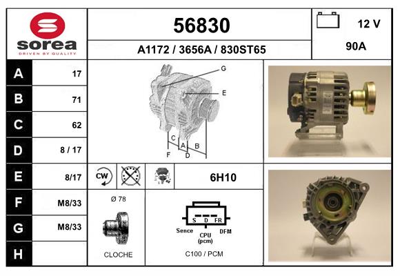 Generator / Alternator 56830 EAI
