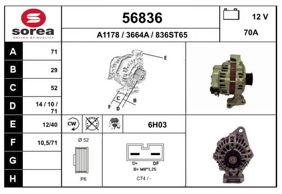 Generator / Alternator 56836 EAI