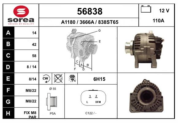 Generator / Alternator 56838 EAI