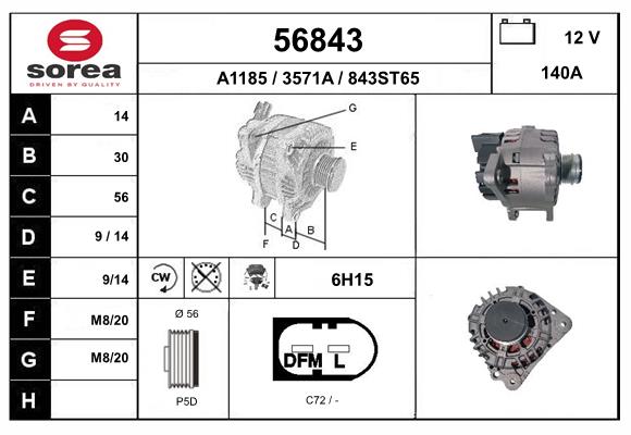 Generator / Alternator 56843 EAI