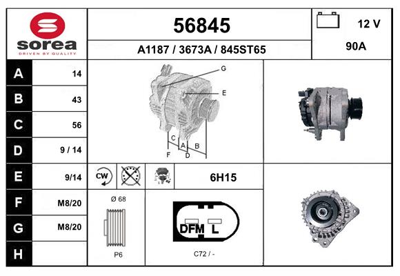 Generator / Alternator 56845 EAI