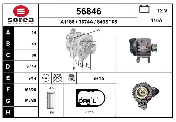 Generator / Alternator 56846 EAI