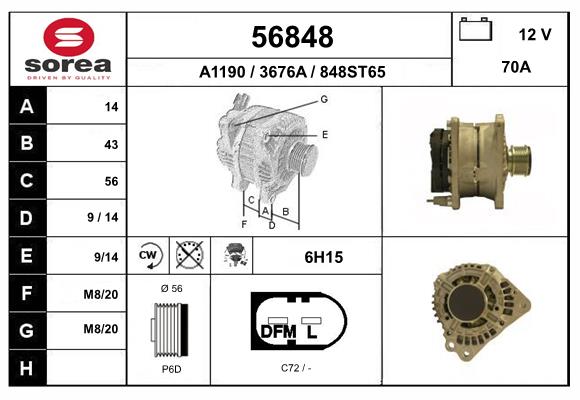 Generator / Alternator 56848 EAI