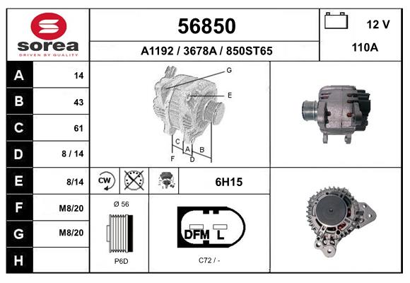 Generator / Alternator 56850 EAI