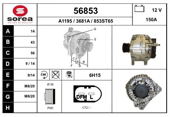 Generator / Alternator 56853 EAI