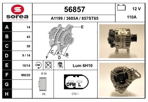Generator / Alternator 56857 EAI