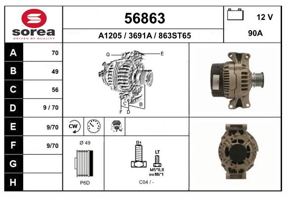 Generator / Alternator 56863 EAI