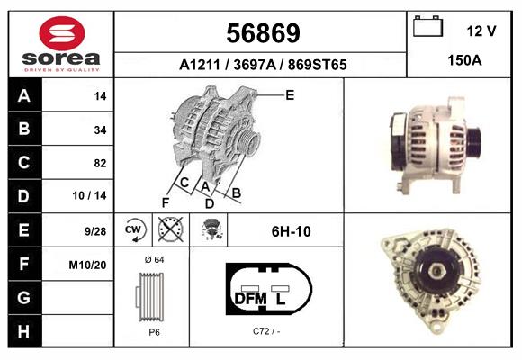 Generator / Alternator 56869 EAI
