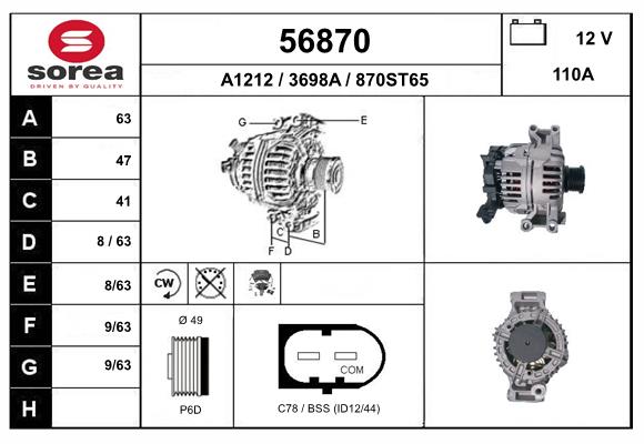 Generator / Alternator 56870 EAI