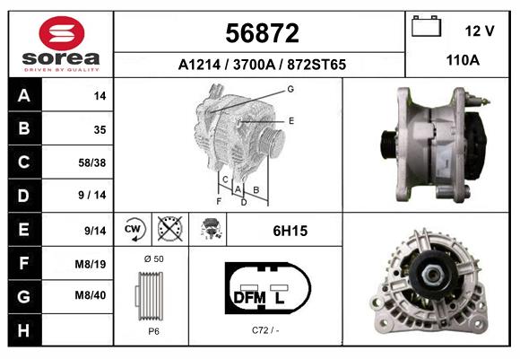 Generator / Alternator 56872 EAI