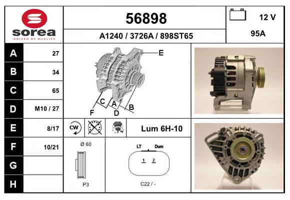 Generator / Alternator 56898 EAI