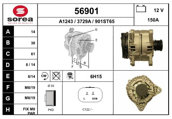 Generator / Alternator 56901 EAI