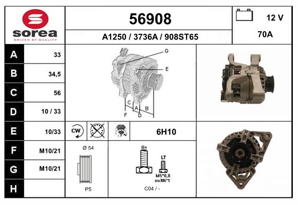 Generator / Alternator 56908 EAI