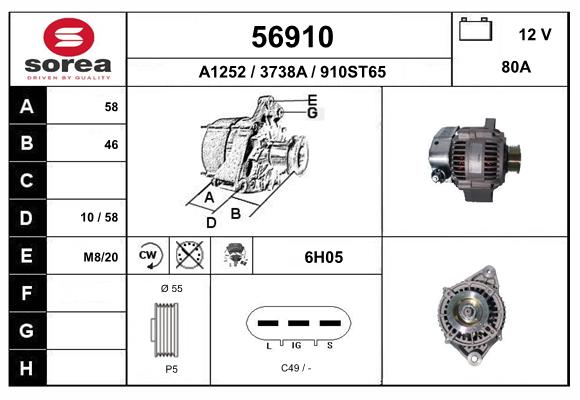 Generator / Alternator 56910 EAI