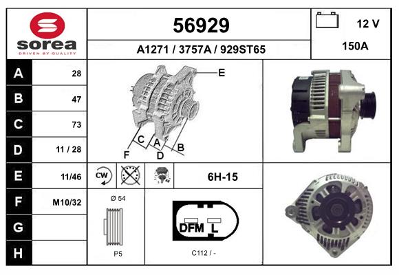 Generator / Alternator 56929 EAI