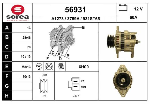 Generator / Alternator 56931 EAI