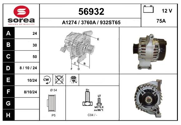 Generator / Alternator 56932 EAI