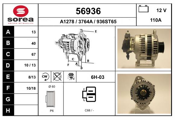 Generator / Alternator 56936 EAI