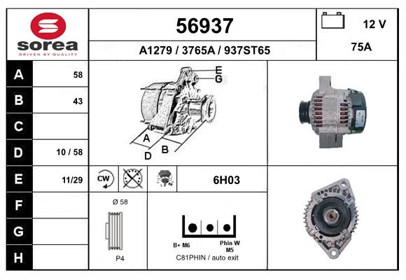 Generator / Alternator 56937 EAI
