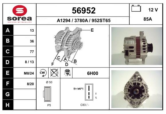 Generator / Alternator 56952 EAI