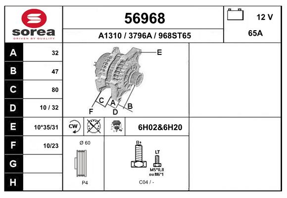 Generator / Alternator 56968 EAI