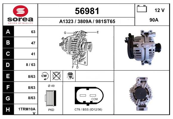 Generator / Alternator 56981 EAI
