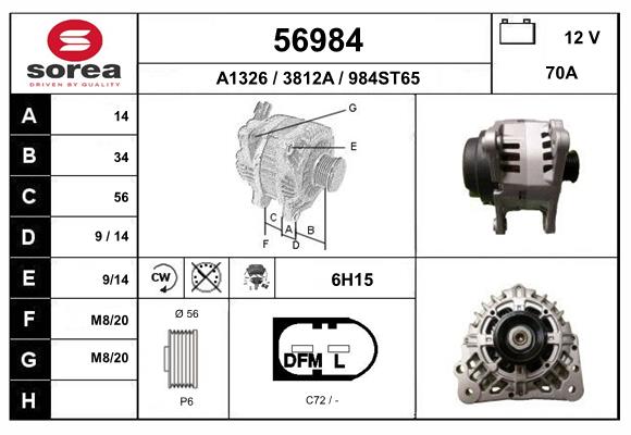 Generator / Alternator 56984 EAI