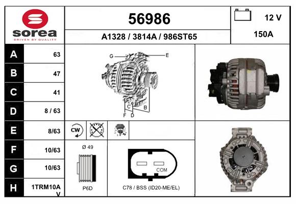 Generator / Alternator 56986 EAI