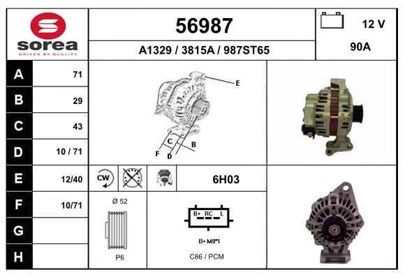 Generator / Alternator 56987 EAI