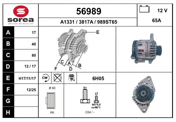 Generator / Alternator 56989 EAI